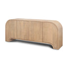 Angled view of Arco sideboard highlighting the seamless rounded waterfall edges and fluted texture.