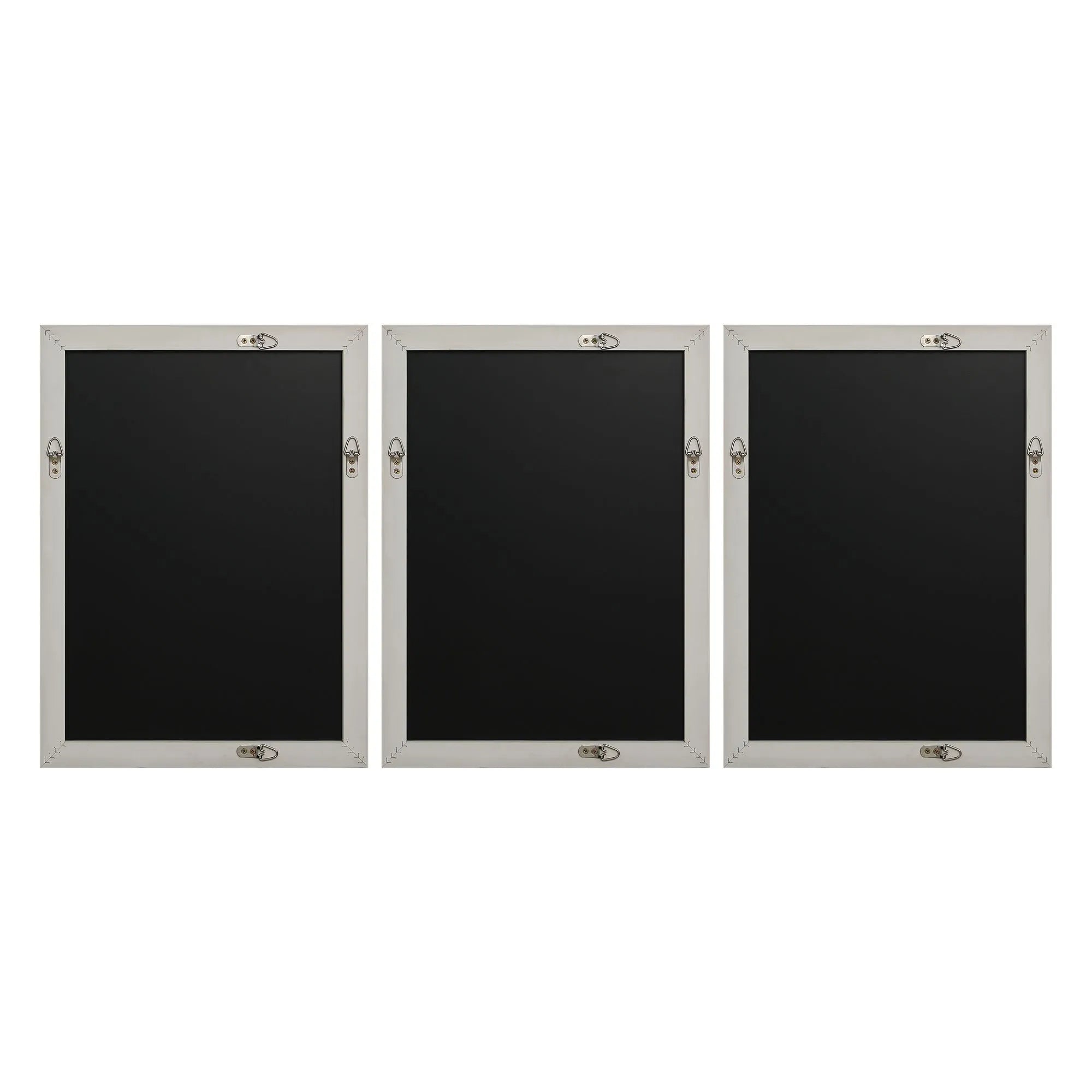 Rear view of Arcus Relief Wall Art Set showing mounting hardware and frame backing