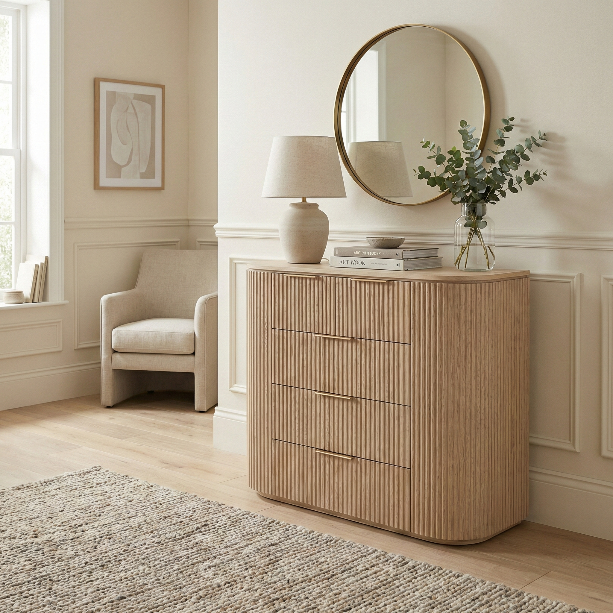 Arden Oak Dresser | Modern Fluted 6-Drawer Solid Oak Storage Line & Grain Arden Oak Dresser | Modern Fluted 6-Drawer Solid Oak Storage Line & Grain