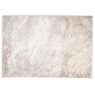Full overhead view of the rectangular Aria abstract soft-touch rug featuring a fluid, marbled neutral design in beige and light grey tones.