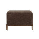 Front view of the Aurelie Linen Accent Stool in brown with painted brass iron legs.