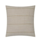 Full front view of the square Beckett throw pillow featuring a light beige woven fabric with subtle horizontal stripes.