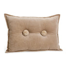 Beige velvet rectangular cushion with two tufted buttons