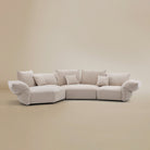 [Pearl White / Blooming Combo A (132"-140")] Front view of the Blooming Embrace Modular Sofa, Combo A, in Pearl White chenille on a beige studio background