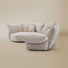 [Pearl White / Blooming Combo A (132"-140")] Side view of the Blooming Embrace Modular Sofa, Combo A, in Pearl White chenille on a beige studio background