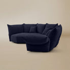 [Serenity Blue / Blooming Combo A (132"-140")] Side view of the Blooming Embrace Modular Sofa, Combo A, in Serenity Blue chenille on a beige studio background