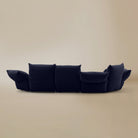 [Serenity Blue / Blooming Combo B (150"-169")] Back view of the Blooming Embrace Modular Sofa, Combo B, in Serenity Blue chenille on a beige studio background