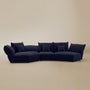 [Serenity Blue / Blooming Combo B (150"-169")] Front view of the Blooming Embrace Modular Sofa, Combo B, in Serenity Blue chenille on a beige studio background