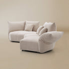 [Pearl White / Blooming Combo B (150"-169")] Side view of the Blooming Embrace Modular Sofa, Combo B, in Pearl White chenille on a beige studio background