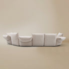 [Pearl White / Blooming Combo C (176"-196")] Back view of the Blooming Embrace Modular Sofa, Combo C, in Pearl White chenille on a beige studio background