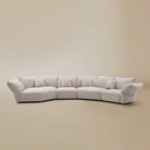 [Pearl White / Blooming Combo C (176"-196")] Front view of the Blooming Embrace Modular Sofa, Combo C, in Pearl White chenille on a beige studio background