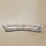 [Pearl White / Blooming Combo C (176"-196")] Front view of the Blooming Embrace Modular Sofa, Combo C, in Pearl White chenille on a beige studio background
