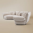 [Pearl White / Blooming Combo C (176"-196")] Side view of the Blooming Embrace Modular Sofa, Combo C, in Pearl White chenille on a beige studio background