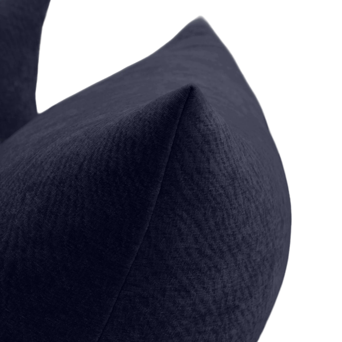 Close-up of the Blooming Embrace Modular Sofa showing the textured Serenity Blue chenille and stitched seam on the curved armrest