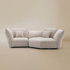 [Pearl White / Blooming Large Chaise with One Seater (104"-112")] Front view of the Blooming Embrace Modular Sofa, Large Chaise with One Seater, in Pearl White chenille on a beige studio background
