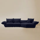 [Serenity Blue / Blooming Large Chaise with Two Seater (134"-152")] Front view of the Blooming Embrace Modular Sofa, Large Chaise with Two Seater, in Serenity Blue chenille on a beige studio background