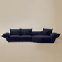 [Serenity Blue / Blooming Large Chaise with Two Seater (134"-152")] Front view of the Blooming Embrace Modular Sofa, Large Chaise with Two Seater, in Serenity Blue chenille on a beige studio background