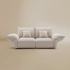 [Pearl White / Blooming Two Seater (86"-94")] Front view of the Blooming Embrace Modular Sofa, Two Seater, in Pearl White chenille on a beige studio background