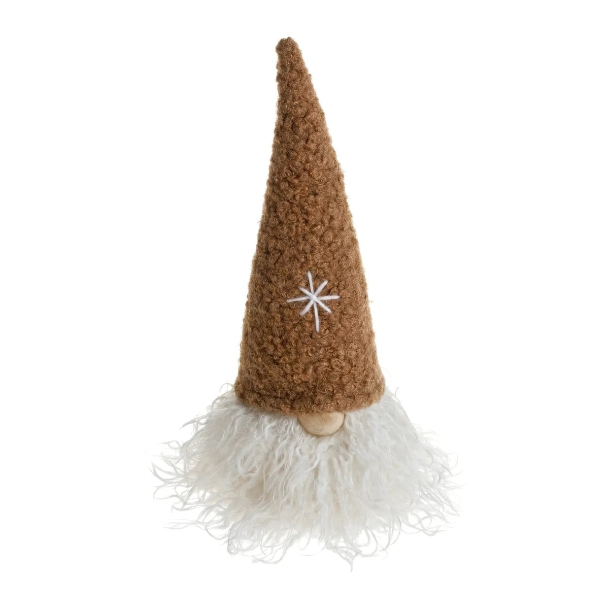 Brown tall-hat gnome decoration with white beard