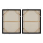 Back view of the Calma Horizon abstract wall art set, showing hanging hardware and wood stretcher frame details