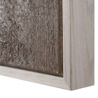 Close-up view of the frame edge on Calma Horizon abstract wall art, highlighting textured surface and clean corner detail