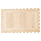 Full view of the Camille Hand-Tufted Wool Rug in cream with a scalloped edge and tonal rectangular border.