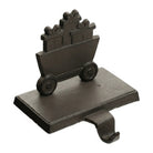 Brown cast iron gift wagon stocking holder