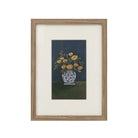 Full front view of the Clementine floral wall art featuring a moody still life flower painting in a natural wood frame.