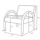 Technical line drawing of the Coco Faux Fur Chair showing height, width, and seat depth measurements for interior planning.