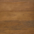 Top-down close up of the Daro console table showing the rich natural wood grain pattern and smooth surface texture.