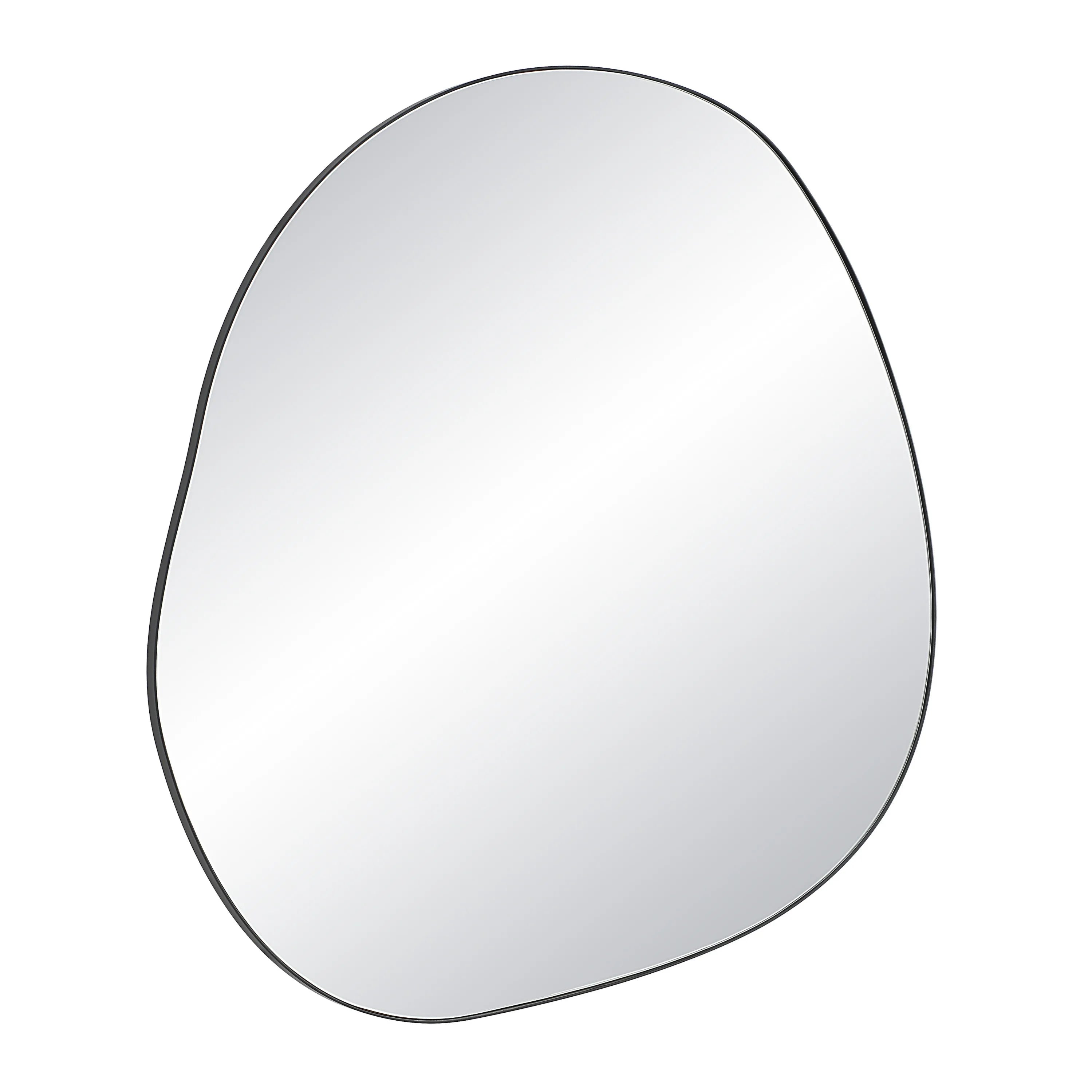 Eclipse Wall Mirror with organic irregular shape and slim black frame