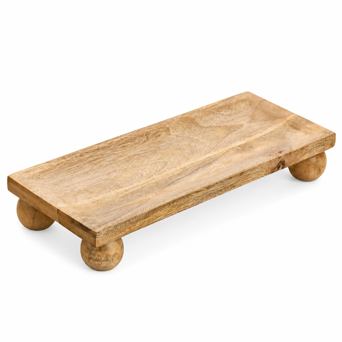 Natural mango wood serving board with round feet