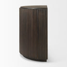 Side profile view of the Eleanor fluted accent cabinet highlighting its elegant curved half-moon shape.