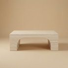 Beige wooden bench on a beige background