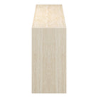 Elio Travertine Console Table in white background with side view