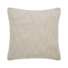 Full front view of the square Eloise woven throw pillow featuring a light beige textured fabric and piped edges.