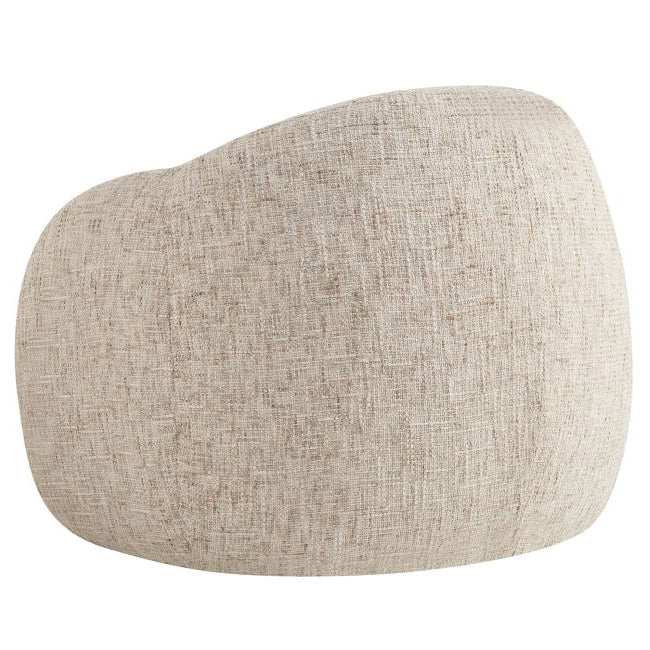 Back angle view of the Textured Estelle beige accent chair on a white background