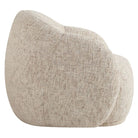 Side view of the Textured Estelle beige accent chair on a white background