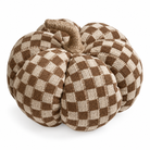 Harlow beige and brown checkered fabric pumpkin with wrapped stem