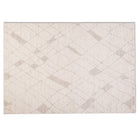 Full overhead view of the rectangular Harper modern trellis rug featuring a subtle geometric diamond pattern in cream and beige.
