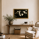 Living room with a chair, table, and decorative items.