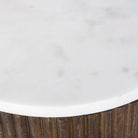 Close-up of the marble tabletop details ound on a white background