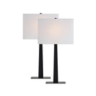 Angled studio view of the Kyler lamp set highlighting the architectural square base and sleek matte finish.