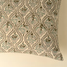 Decorative pillow with intricate floral pattern on beige background