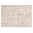 Full overhead view of the rectangular Lennox distressed abstract rug featuring a modern cream, grey, and warm rust design.