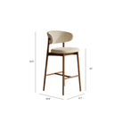 Bar stool with dimensions labeled on a white background