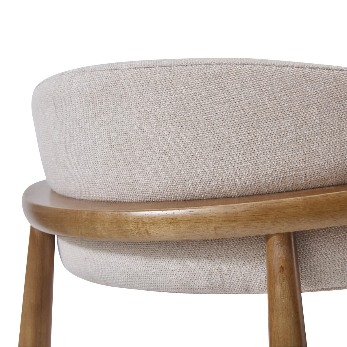 Linen fabric and ash wood details of the Linen Ash Wood Dining Side Chairs