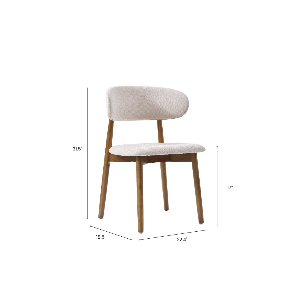 Linen Ash Wood Dining Side Chair dimensions and measurements