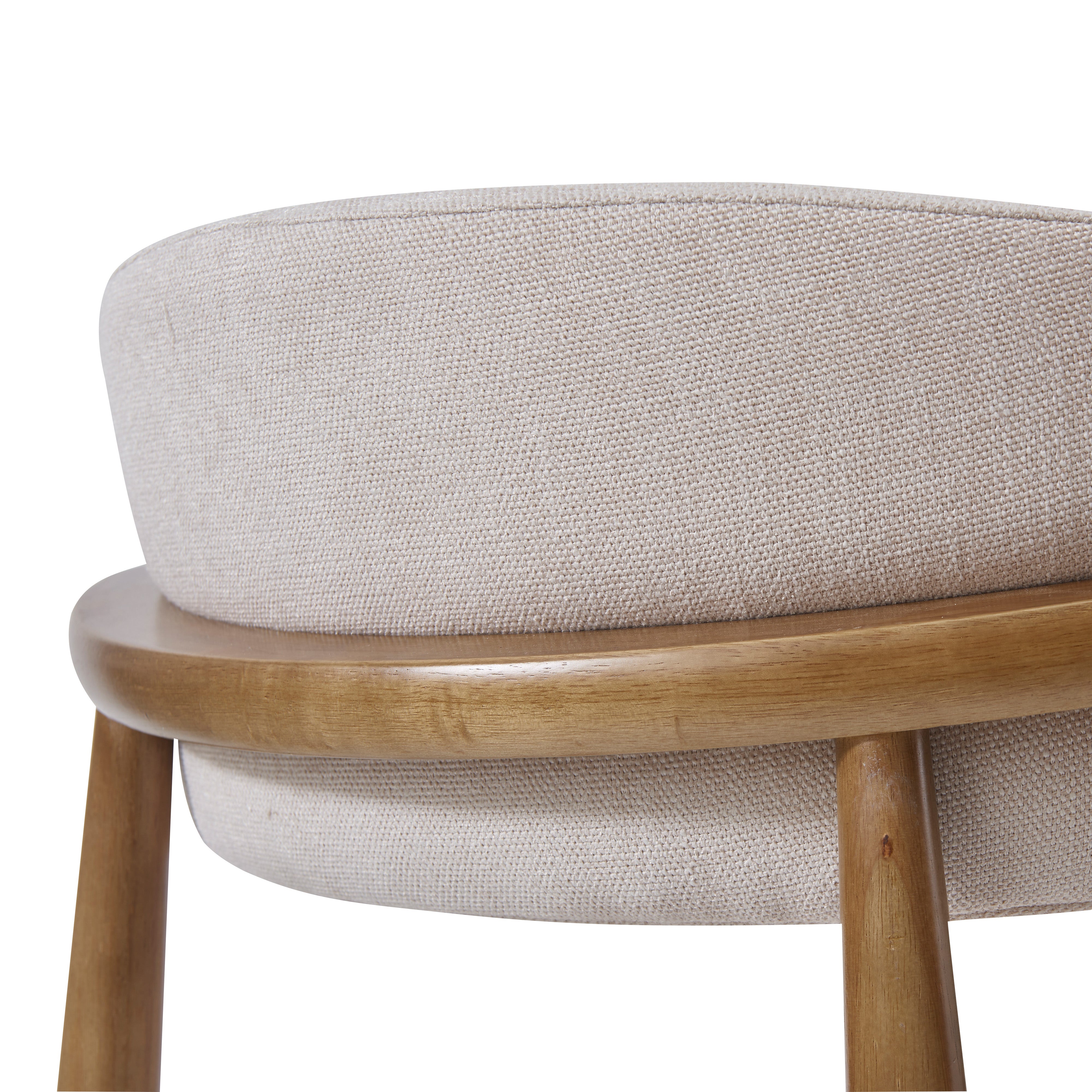 Linen fabric and ash wood details of the Linen Ash Wood Dining Side Chairs