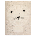 Full view of Little Roar Kids Rug featuring a friendly ivory lion with a textured mane and soft neutral dots.